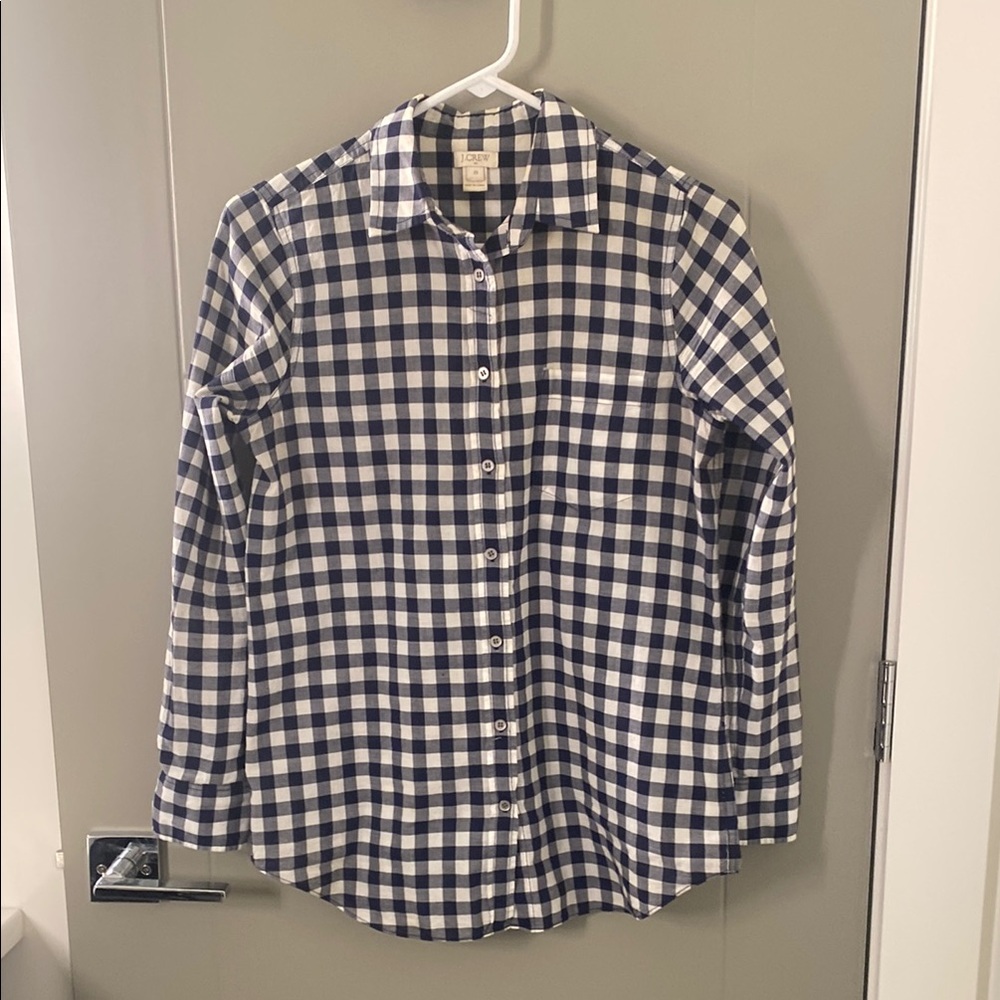 Men's Blue and White Checkered Shirt